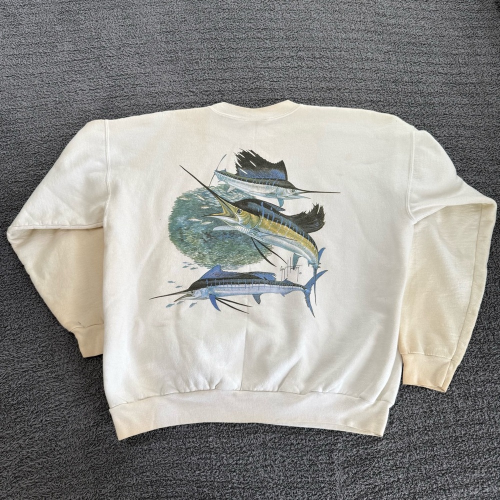 🎣 90s Guy Harvey Original Marlin Crewneck Sweatshirt – Made in USA Men’s L